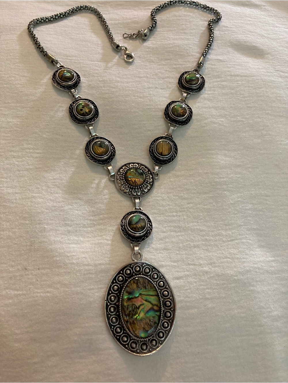 Statement Y Designed Necklace with Abalone Shell